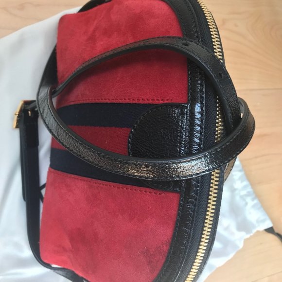 Gucci Ophidia Dome Shoulder Bag Suede Small Red - Picture 2 of 8
